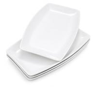 Xaztr Set of 4 Rectangular Serving Plates, Porcelain Ceramic Serving Plate, White, Large Serving Plates for Appetizers, Dessert, Salad, Sushi, Buffet, Party and Dinner, 30 x 19.5 cm