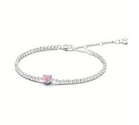 (XB004-PX, 17cm) 2025 Exquisite pink diamond bow bracelet, silver base inlaid with full of sparkling diamonds, full of romantic atmosphere on the wrist