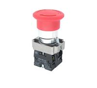XB2-BS542 22mm Mushroom Head Emergency Stop Switch, 1NC+1NO/1NC Rotary Locking Push Button, 2-Position Industrial Safety Switch(1NO 1NC)