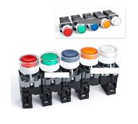 XB2 LED Button switch self reset flat head 22mm start 1NO NC NO/NC Momentary Push Button Switch Metal head RED GREENBLUE IDGTTLDF(Metal Head,230-240V_BRASS CONTACTS_WHITE(1NO))