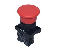 XB2 Push Button Switch with Mushroom Actuator and Self-Reset Function for Industrial Control Panels and Machinery Interface Solutions (Red)