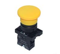 XB2 Push Button Switch with Mushroom Actuator and Self-Reset Function for Industrial Control Panels and Machinery Interface Solutions (Yellow)