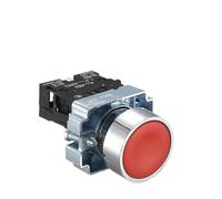 XB2 Series Metal Button Switch Self Reset Small Mushroom Head Middle Seat Emergency Stop 22mm Knob Key Start Inching Power on(XB2-10BN-Y)