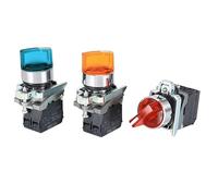 XB4 Switch 2 Gears 3 Normally Open Closed Mechanical Button Self-locking 1Pcs(Yellow,2 GEAR_1NO_110 V)