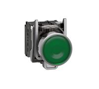XB4BW33B5=ZB4BW0B15+ZB4BW333 Illuminated Push Button Harmony XB4 Metal Flush 22mm Universal LED Plain Lens 1NO