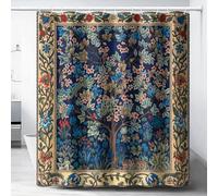 XBDDZSW Boho Bathroom Curtains, William Morris Art Retro Design Flower Trees Pattern Printed Shower Curtains 72''''×72'''' Inch, Style
