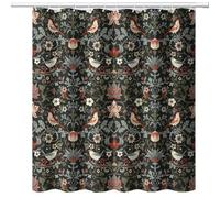 XBDDZSW Boho Shower Curtain William Morris Art Print Retro Bird Plant Natural Flower Pattern Print Shower Curtains 72""×78"" Inch, Style-2
