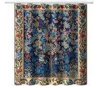 XBDDZSW Boho Shower Curtains William Morris Art Retro Design Flower Trees Pattern Printed Shower Curtains 72""×84"" Inch, Style