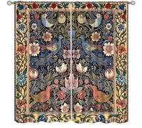 XBDDZSW Boho William Morris Retro Bird Animal Pattern Printing Bedroom Living Room Privacy Curtains 2 Panels 52x84in Blackout