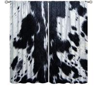 XBDDZSW Cow Print Curtains Animal Print Cowhide Western Farm Window Treatments for Kids Wild Animal 3D Print Rustic Theme Printed Curtains Bedroom Living Room Decoration Curtains W42 * L45 Inches