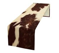 XBDDZSW Cow Print Table Runner - Brown Cowhide Western Style Country Farmhouse Pattern Linen for Home Kitchen Dining Decoration, 13x120 Inch