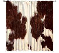XBDDZSW Cowhide Print Curtains Brown Cow Printed Western Farm Rusitc Window Treatments for Kids Bedroom and Living Room Decoration Curtains W42 * L45 Inches