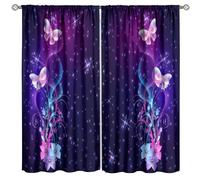 XBDDZSW Dream Butterfly Curtain,Abstract Purple Watercolour Hand Drawn Butterfly Pattern Print Window Drapes for Kids Girl Bedroom Living Room Kitchen Decor,2 Panel Set,42x45 Inch Decor