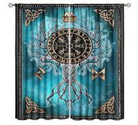 XBDDZSW Nordic Vikings Curtain Viking Totem Curtains Ancient Scandinavian Print Window Drapes 2 Panel Sets,42x45 Inch Decor