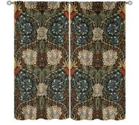 XBDDZSW Vintage Flower Curtains - William Morris Vintage Country Boho Flower Art Pattern Printed Curtains for Bedroom, Living Room, Kitchen - 2 Panels, 42x54in Decor