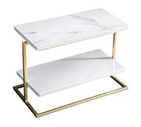 XBDLYQBD Double Marble Cake Stand Supplies Rectangular Platters for Party Food, Metal Display Stand for Buffets, Cake, Snack, Veggie, Fruit, Cookies, Dessert, Dishes