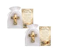 Xbemkste 2PCS Easter Pocket Hug Cross Pocket Hugs with Prayer Card Easter Basket Stuffers Emotional Support Positive Greeting Cards Thinking of You Gifts for Women Friendship Gift (C)