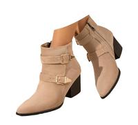 Xbemkste Ankle Boots Women's Vintage Victorian Boots with Lacing Medium Calf Boots Wedding Dress Boots Elegant Short Shaft Boots Ankle Boots, X2 Beige, 7 UK