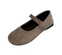 Xbemkste Ballerina Shoes Women's Fairy One Word Fd Small Leather Shoes with Skirt Mary Jane Flat Shoes for Dress Laughter Mun, brown, 5.5 UK