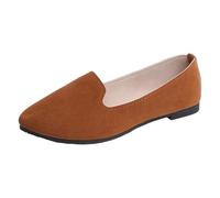 Xbemkste Ballerinas Women's Elegant Summer Shoes Comfortable Plain Multicoloured Large Size Flat Casual Shoes, brown, 5 UK