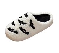 Xbemkste Halloween Slippers Women's Winter Warm Men's Plush Slippers Funny Print Felt Slippers Ghost Soft Memory Foam Comfortable Non-Slip Slippers Outdoor/Indoor, d, 4.5 UK
