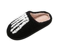 Xbemkste Halloween Slippers Women's Winter Warm Men's Plush Slippers Funny Print Felt Slippers Ghost Soft Memory Foam Comfortable Non-Slip Slippers Outdoor/Indoor, F, 7 UK