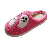 Xbemkste Halloween Slippers Women's Winter Warm Men's Plush Slippers Funny Print Felt Slippers Ghost Soft Memory Foam Comfortable Non-Slip Slippers Outdoor/Indoor, a, 8.5 UK