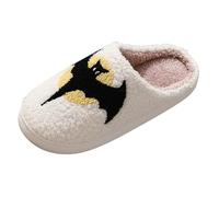 Xbemkste Halloween Slippers Women's Winter Warm Men's Plush Slippers Funny Print Felt Slippers Ghost Soft Memory Foam Comfortable Non-Slip Slippers Outdoor/Indoor, E, 9 UK