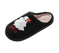 Xbemkste Halloween Slippers Women's Winter Warm Men's Plush Slippers Funny Print Felt Slippers Ghost Soft Memory Foam Comfortable Non-Slip Slippers Outdoor/Indoor, b, 9 UK
