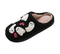 Xbemkste Halloween Slippers Women's Winter Warm Men's Plush Slippers Funny Print Felt Slippers Ghost Soft Memory Foam Comfortable Non-Slip Slippers Outdoor/Indoor, c, 7 UK