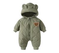 Xbemkste Infant Toddler Warm Romper Jumpsuit Newborn Baby Winter Snowsuit Boys Girls Puffer Down Hooded Jacket Zipper Coat Onesies Outfits Outerwear (Green, 3-6 Months)
