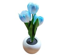 Xbemkste LED Tulip Night Light Artificial Tulips Flower Lamp with Ceramic Vase Battery Powered Realistic Tulip Bedside Table Lamp for Home Living Room Desk Decor Birthday Gift (Blue)