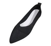 Xbemkste Leisure Women's Four Seasons Mesh Soft Sole Slip On Flat Pointed Toe Breathable Slip On Shoes, black, 3.5 UK
