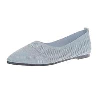 Xbemkste Leisure Women's Four Seasons Mesh Soft Sole Slip On Flat Pointed Toe Breathable Slip On Shoes, blue, 6 UK