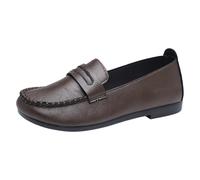 Xbemkste Loafer Women Soft Sole Soft Touch One Foot Stirrup Casual Flat Mouth Lightweight Large Single Shoes Casual Shoes Slipper, coffee, 4.5 UK