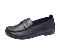 Xbemkste Loafer Women Soft Sole Soft Touch One Foot Stirrup Casual Flat Mouth Lightweight Large Single Shoes Casual Shoes Slipper, black, 5.5 UK