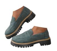 Xbemkste Loafer Women's Classic Moccasins Slippers with Platform Comfortable Slip On Casual Shoes Walking Shoes Women's Business Shoes for Office & Everyday Use, Green, 4.5 UK