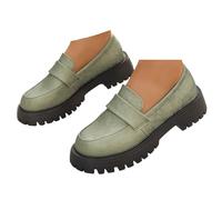 Xbemkste Loafer Women's Classic Moccasins Slippers with Platform Slip On Casual Shoes Comfortable Slip-On Shoes Low Shoes Women's Business Shoes for Office & Everyday Use, Green, 8.5 UK