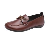 Xbemkste Moccasins Women Soft Sole Soft Touch One Foot Stirrup Casual Flat Mouth Lightweight Large Single Shoes Casual Shoes Slipper Shoes Women, coffee, 5 UK