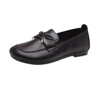 Xbemkste Moccasins Women Soft Sole Soft Touch One Foot Stirrup Casual Flat Mouth Lightweight Large Single Shoes Casual Shoes Slipper Shoes Women, black, 4.5 UK