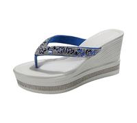Xbemkste Sandals Women's Flip Flops Comfortable Platform Wedge Heel Toe Separator Elegant Summer Shoes Glitter Rhinestone Sandals Platform Shoes Pool Sea Beach Outdoor, d, 8.5 UK