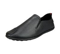 Xbemkste Shoes Men's Four Seasons Non-Slip Flat Round Toe Breathable Slip On Casual Shoes Lightweight Comfortable Slip On Shoes That Make Bigger, black, 6 UK