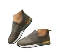 Xbemkste Shoes Women's Slip On Trainers Comfortable Shoes Breathable Sports Shoes Leisure Shoes Flat Walking Shoes Lightweight Slip On Trainers for Everyday Use, Green, 5 UK