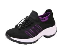 Xbemkste Slip-on shoes, women's comfortable lightweight loafers for women, slip-on trainers, flat hiking shoes, health shoes, Dark purple, 4 UK