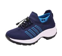 Xbemkste Slip-on shoes, women's comfortable lightweight loafers for women, slip-on trainers, flat hiking shoes, health shoes, darkblue, 8 UK