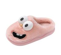 Xbemkste Slippers Women's Winter Plush Cute Funny 3D Big Eye Dog Slippers Kiss Slippers Fluffy Soft Cuddly Warm Slippers with Large Eyes Cartoon Pattern, pink, 7 UK