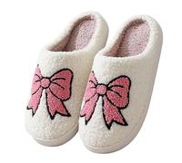 Xbemkste Slippers Women's Winter Warm Plush Slippers Comfortable Fluffy Slippers Cute Face Felt Slippers Fuzzy Fur House Slippers Memory Foam Slippers for Couples, O, 8.5 UK