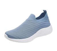 Xbemkste Sports Shoes Women's Casual Comfortable Lightweight Loafers for Women, Slip-On Trainers, Flat Hiking Shoes, Health Shoes, lightblue, 8 UK