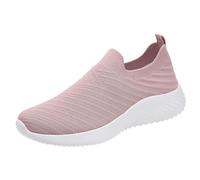 Xbemkste Sports Shoes Women's Casual Comfortable Lightweight Loafers for Women, Slip-On Trainers, Flat Hiking Shoes, Health Shoes, pink, 8.5 UK