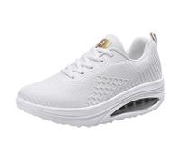 Xbemkste Summer Shoes Women's Comfortable Rocking Shoes Square Dancing Shoes Sports Casual Shoes Mum Shoes Glitter Trainers Women, White, 5 UK